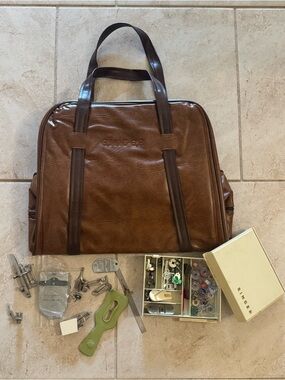 Vintage Singer Sewing Machine Travel Vinyl Carry Case Storage Bag Faux Leather